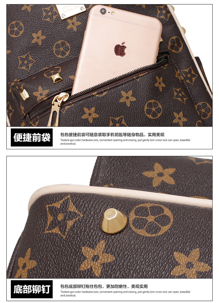 New Women's Bag Korean Fashion Four-Piece Set Mother and Child Bag Bear Rivet Women's Backpack New Women's Bag Korean Fashion Four-Piece Set Mother and Child Bag Bear Rivet Women's Backpack