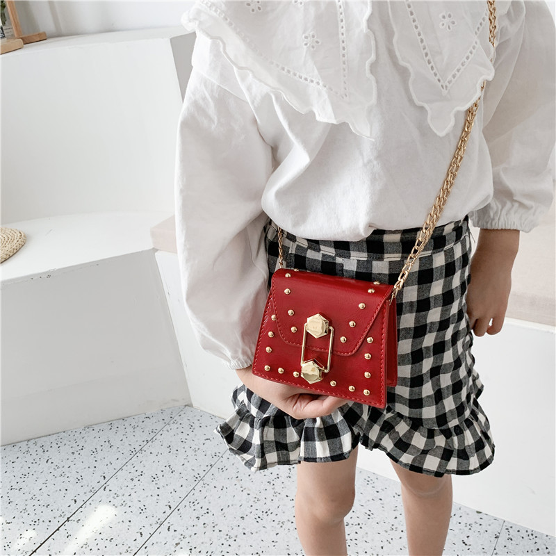 Rivet Mini Bag 2021 New Korean Fashion Ins Internet Celebrity All-Match Parent-Child Children&#039;s Crossbody Small Square Bag