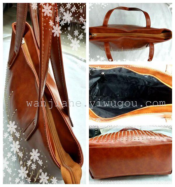 2015 new style bag rivet bag shoulder bag brief big Korean version of Joker practical rivet bag