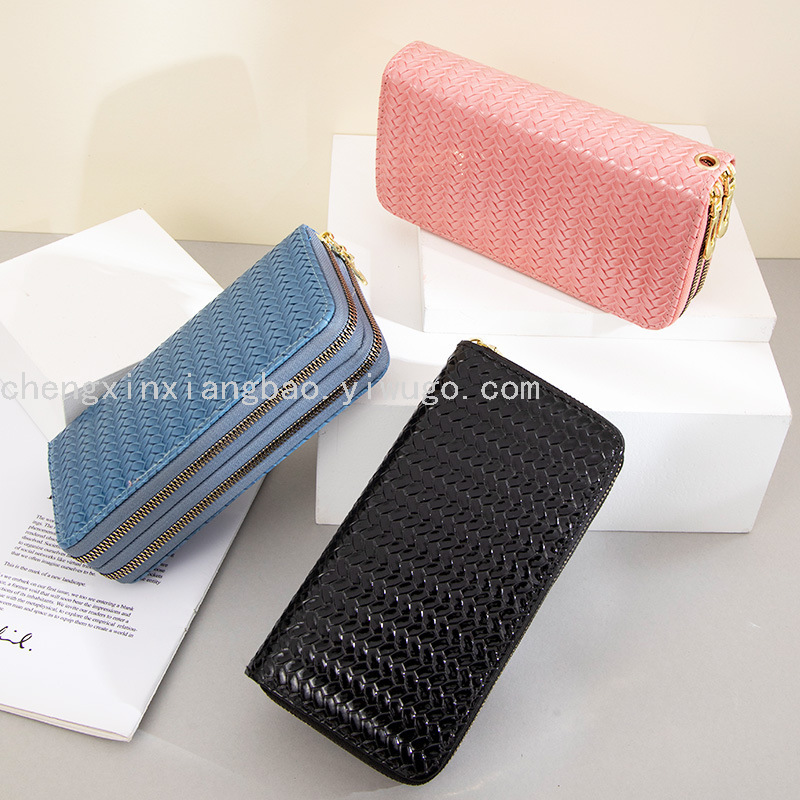 Wallet Women's Wallet Double-Pull Bag New Pu Boutique Women Bag Women's in Stock Wholesale Patent Leather Phone Bag