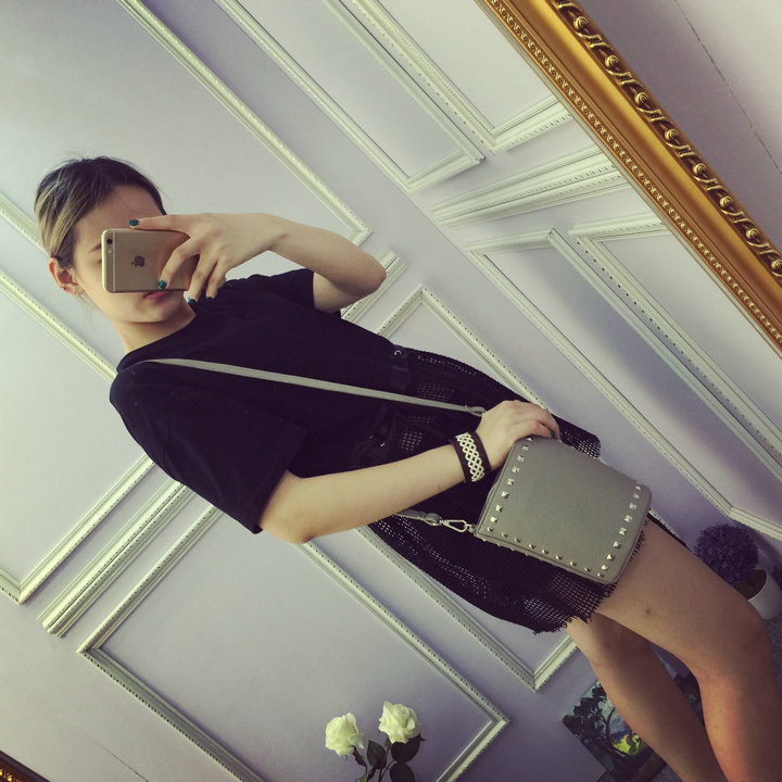 2015 early autumn new tide hand rivet bag small cylinder package Bucket Bag Mini Shoulder Bag Messenger Bag