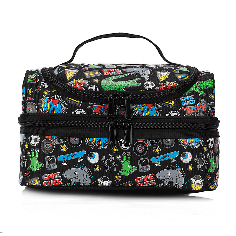 Stock Whole Double Layer Children's Lunch Bag Children's Outdoor Travel Cartoon Portable Packed Lunch Thermostatic Bag