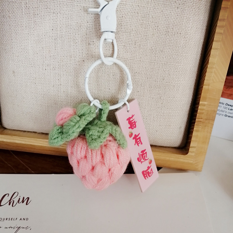 Crocheted Wool Cute Strawberry Small Flower Pendant Berry Worry Bag Keychain Car Hanging Ornaments New Products in Stock Crocheted Wool Cute Strawberry Small Flower Pendant Berry Worry Bag Keychain Car Hanging Ornaments New Products in Stock