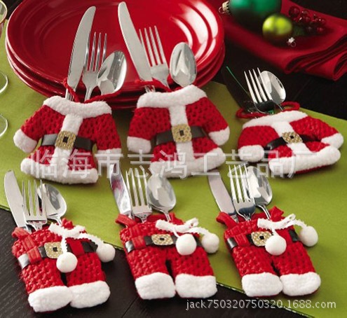 Product Christmas Small Clothes Small Pants Cutlery Set Christmas Knife and Fork Bag 6 Pieces for a Set of Stock Product Christmas Small Clothes Small Pants Cutlery Set Christmas Knife and Fork Bag 6 Pieces for a Set of Stock