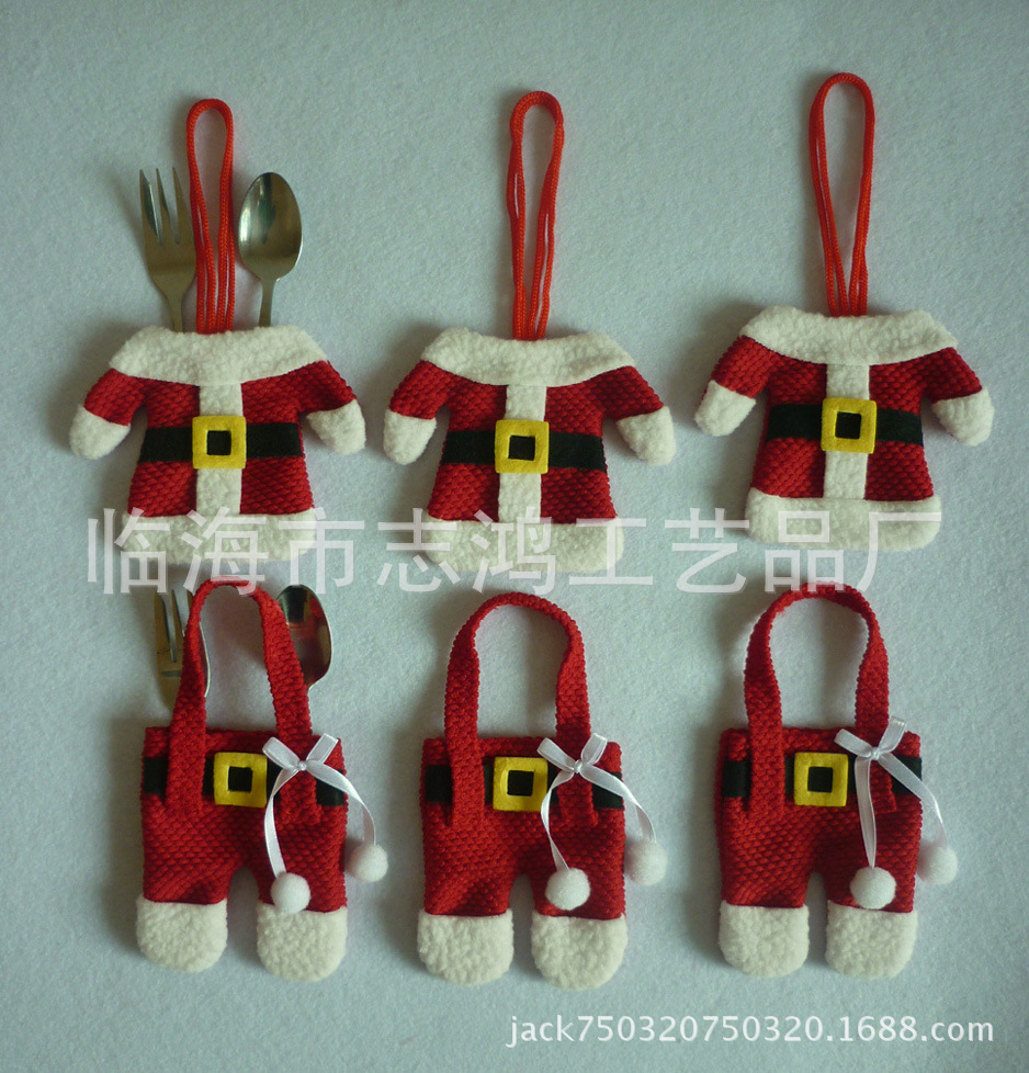 Product Christmas Small Clothes Small Pants Cutlery Set Christmas Knife and Fork Bag 6 Pieces for a Set of Stock Product Christmas Small Clothes Small Pants Cutlery Set Christmas Knife and Fork Bag 6 Pieces for a Set of Stock