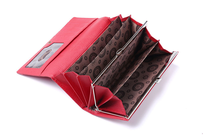 Ladies real leather wallet Ladies baotou layer cowhide long purse classic handbag Chinese red bag wallet Ladies real leather wallet Ladies baotou layer cowhide long purse classic handbag Chinese red bag wallet