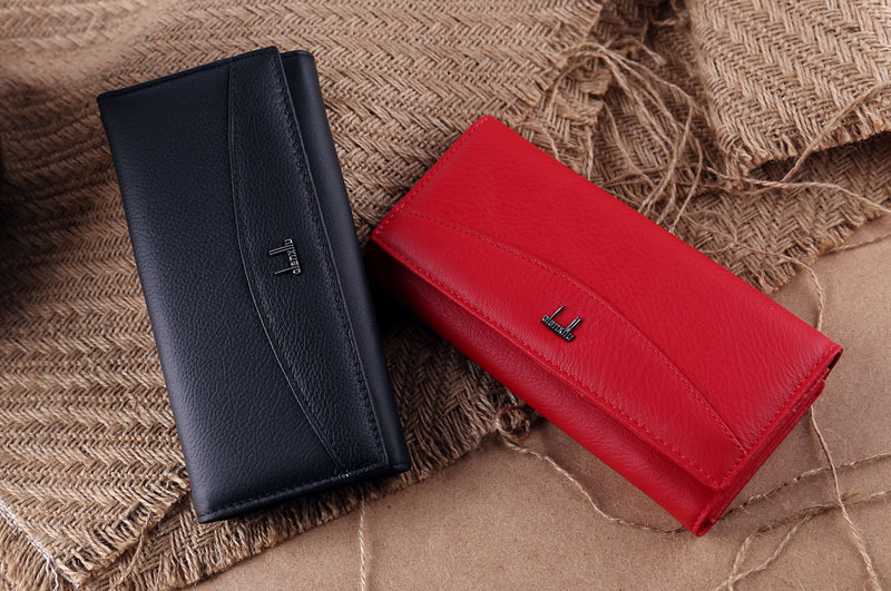 Ladies real leather wallet Ladies baotou layer cowhide long purse classic handbag Chinese red bag wallet Ladies real leather wallet Ladies baotou layer cowhide long purse classic handbag Chinese red bag wallet