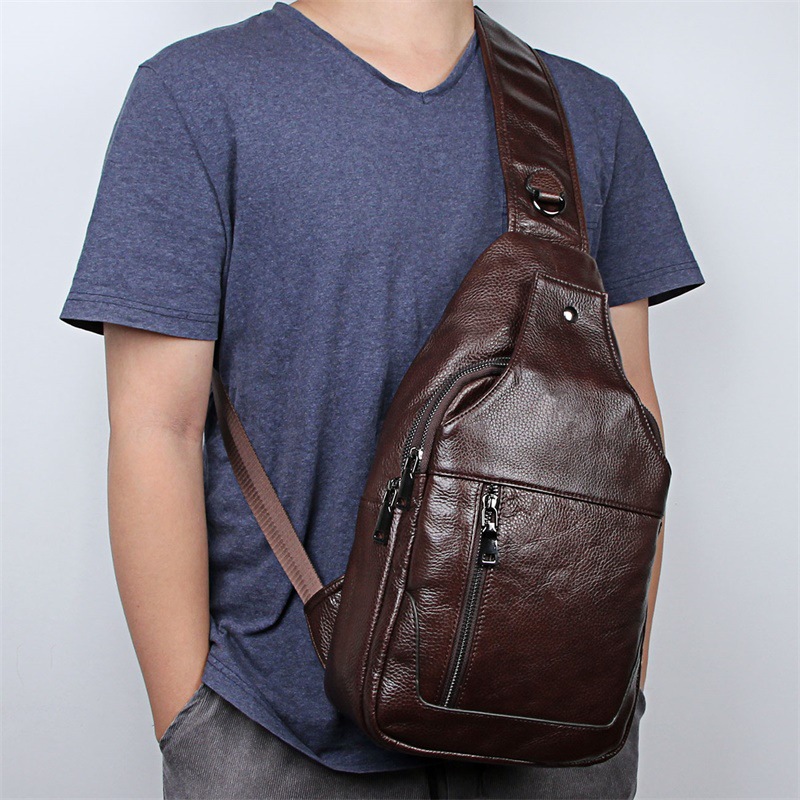 Cross-Border Men's Casual Chest Bag Men's Real Chest Bag Top Layer Leather Classic Korean Style Large Chest Bag 4004l Cross-Border Men's Casual Chest Bag Men's Real Chest Bag Top Layer Leather Classic Korean Style Large Chest Bag 4004l