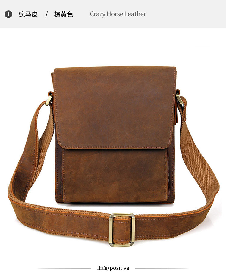 Jiameida New Men's Real-Leather Bag Retro Crazy Horse Leather Men's Shoulder Bag European and American Fashion Cattlehide Leather Crossbody Bag 7055 Jiameida New Men's Real-Leather Bag Retro Crazy Horse Leather Men's Shoulder Bag European and American Fashion Cattlehide Leather Crossbody Bag 7055