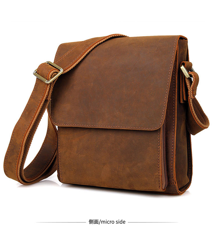 Jiameida New Men's Real-Leather Bag Retro Crazy Horse Leather Men's Shoulder Bag European and American Fashion Cattlehide Leather Crossbody Bag 7055 Jiameida New Men's Real-Leather Bag Retro Crazy Horse Leather Men's Shoulder Bag European and American Fashion Cattlehide Leather Crossbody Bag 7055