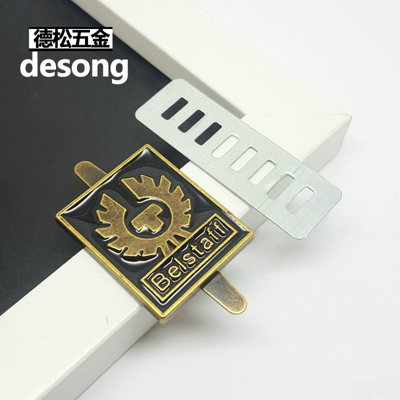 Factory Customized Metal Concave Nameplate Bronze Zinc Alloy Logo Guangzhou Men's Real-Leather Bag Hardware Die Casting Sign