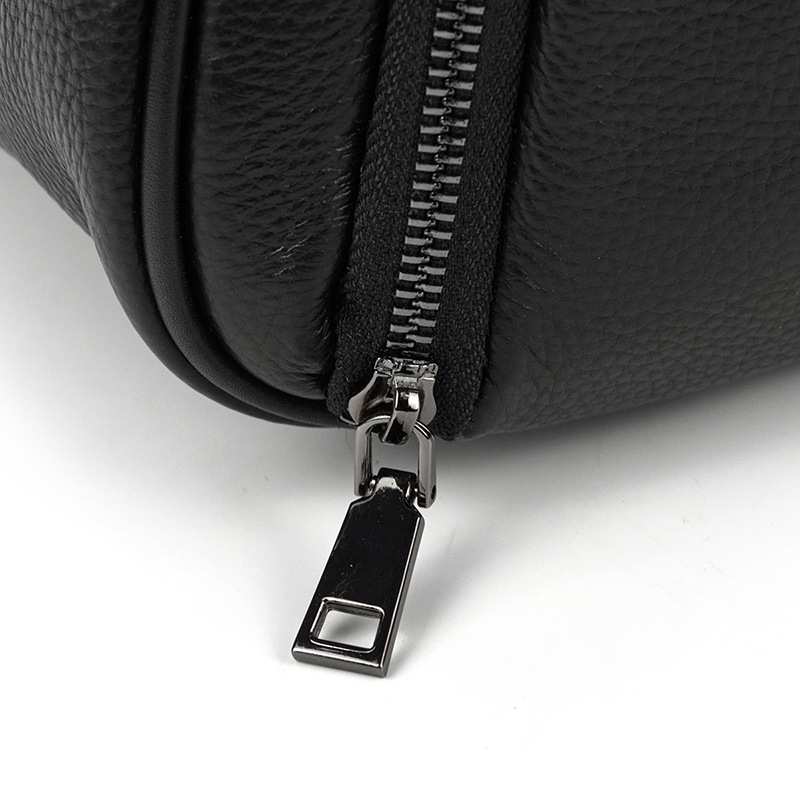 Men's Real-Leather Traveling Bag Black Gym Bag with Shoe Position Cylinder Handbag Top Layer Cowhide Messenger Bag Bucket Bag