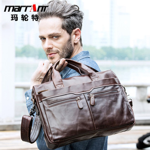 Cross-Border Business [Men's Briefcase] Men's Real-Leather Bag Portfolio 14-Inch Computer Bag Men's Portable One-Shoulder Men