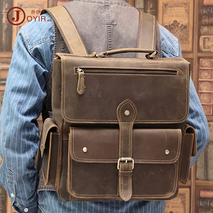 New Men's Real-Leather Bag Korean Style Fashion Casual Men's Backpack First Layer Cowhide Black Computer Backpack New Men's Real-Leather Bag Korean Style Fashion Casual Men's Backpack First Layer Cowhide Black Computer Backpack
