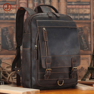 New Men's Real-Leather Bag Korean Style Fashion Casual Men's Backpack First Layer Cowhide Black Computer Backpack New Men's Real-Leather Bag Korean Style Fashion Casual Men's Backpack First Layer Cowhide Black Computer Backpack