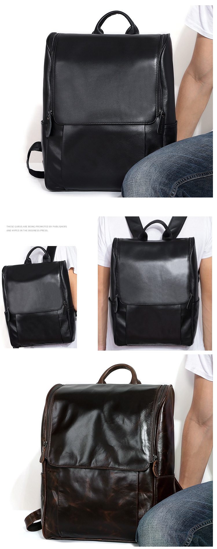 New Men's Real-Leather Bag Korean Style Fashion Casual Men's Backpack First Layer Cowhide Black Computer Backpack New Men's Real-Leather Bag Korean Style Fashion Casual Men's Backpack First Layer Cowhide Black Computer Backpack