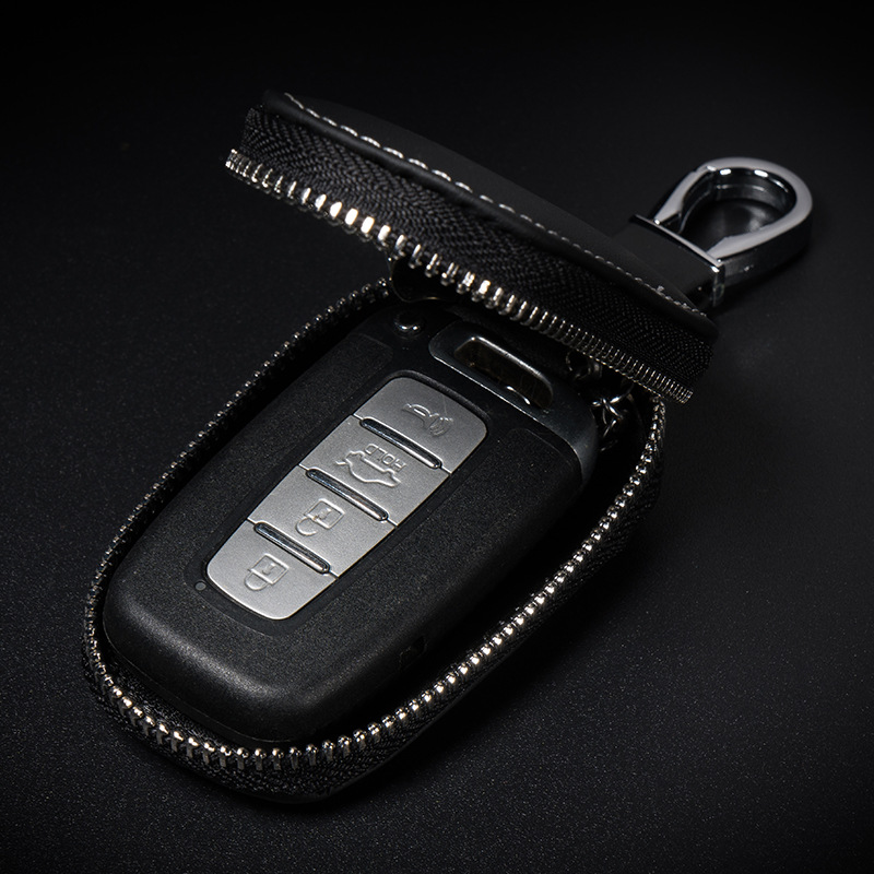 Universal Real Leather Key Bag Men and Women Modified Zipper Universal Remote Control Smart Key Car Protective Case