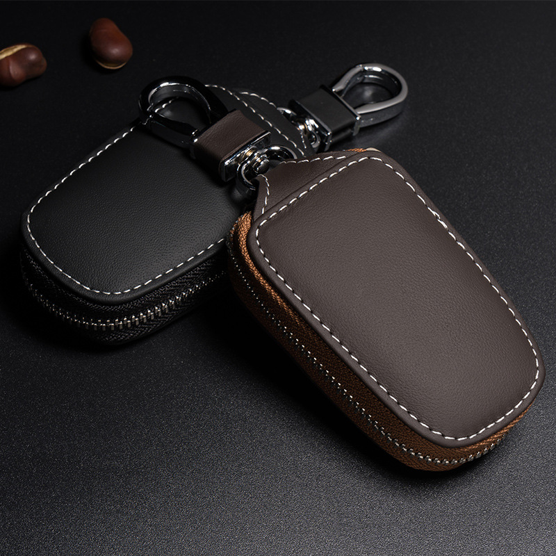 Universal Real Leather Key Bag Men and Women Modified Zipper Universal Remote Control Smart Key Car Protective Case