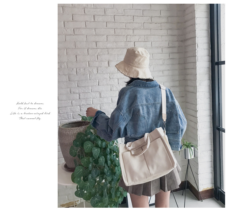 INS Canvas Bag Women's Simple All-Match Multi-Pocket Large Capacity Handbag Messenger Bag Shoulder Bag Women INS Canvas Bag Women's Simple All-Match Multi-Pocket Large Capacity Handbag Messenger Bag Shoulder Bag Women