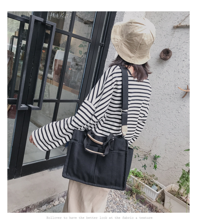 INS Canvas Bag Women's Simple All-Match Multi-Pocket Large Capacity Handbag Messenger Bag Shoulder Bag Women INS Canvas Bag Women's Simple All-Match Multi-Pocket Large Capacity Handbag Messenger Bag Shoulder Bag Women