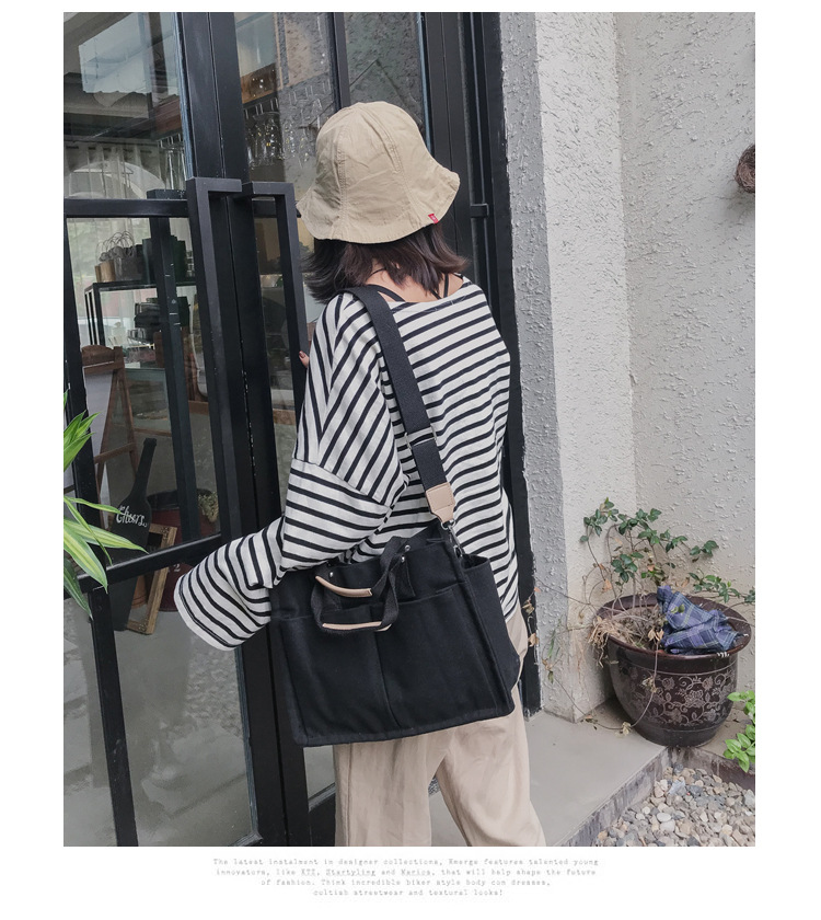 INS Canvas Bag Women's Simple All-Match Multi-Pocket Large Capacity Handbag Messenger Bag Shoulder Bag Women INS Canvas Bag Women's Simple All-Match Multi-Pocket Large Capacity Handbag Messenger Bag Shoulder Bag Women