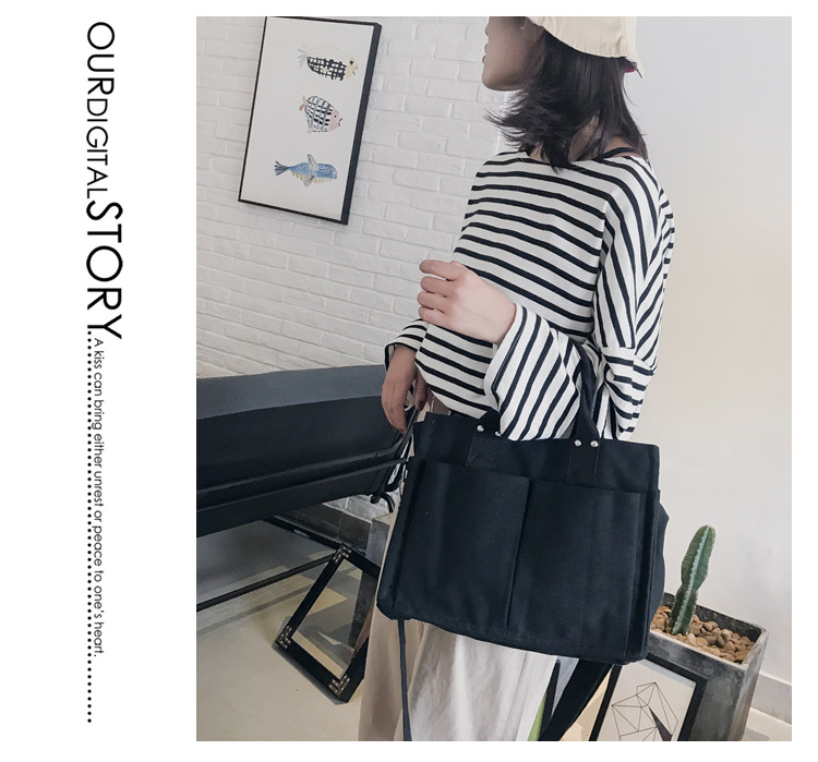 INS Canvas Bag Women's Simple All-Match Multi-Pocket Large Capacity Handbag Messenger Bag Shoulder Bag Women INS Canvas Bag Women's Simple All-Match Multi-Pocket Large Capacity Handbag Messenger Bag Shoulder Bag Women