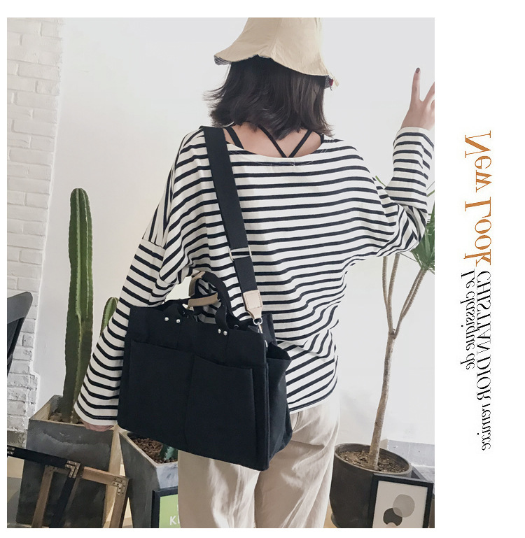 INS Canvas Bag Women's Simple All-Match Multi-Pocket Large Capacity Handbag Messenger Bag Shoulder Bag Women INS Canvas Bag Women's Simple All-Match Multi-Pocket Large Capacity Handbag Messenger Bag Shoulder Bag Women