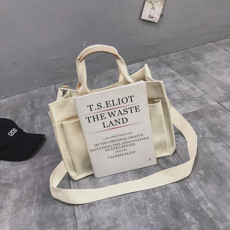 INS Canvas Bag Women's Simple All-Match Multi-Pocket Large Capacity Handbag Messenger Bag Shoulder Bag Women INS Canvas Bag Women's Simple All-Match Multi-Pocket Large Capacity Handbag Messenger Bag Shoulder Bag Women