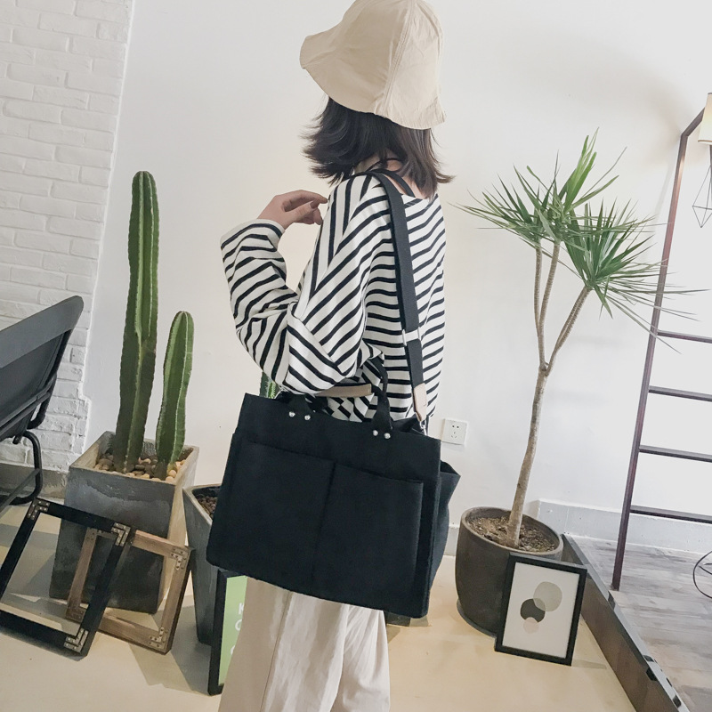 INS Canvas Bag Women's Simple All-Match Multi-Pocket Large Capacity Handbag Messenger Bag Shoulder Bag Women INS Canvas Bag Women's Simple All-Match Multi-Pocket Large Capacity Handbag Messenger Bag Shoulder Bag Women