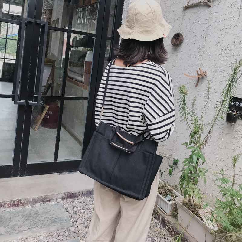 INS Canvas Bag Women's Simple All-Match Multi-Pocket Large Capacity Handbag Messenger Bag Shoulder Bag Women INS Canvas Bag Women's Simple All-Match Multi-Pocket Large Capacity Handbag Messenger Bag Shoulder Bag Women