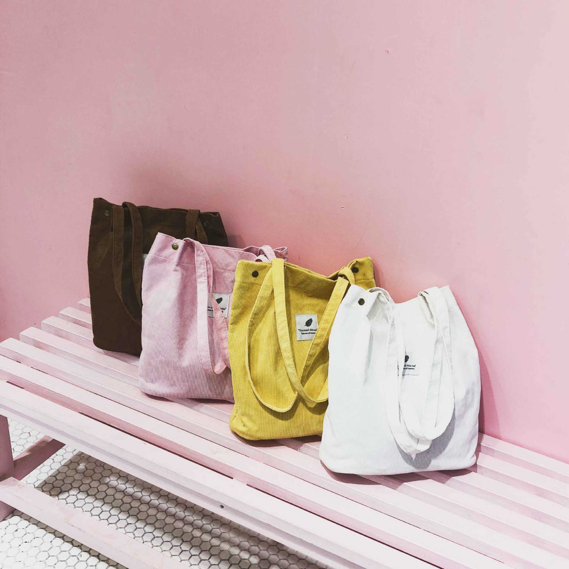 Women&#039;s Bag 2018 Summer Artistic Hipster Velvet Canvas Bag Simple Cool Girl&#039;s Portable Shoulder Bag Generation Hair