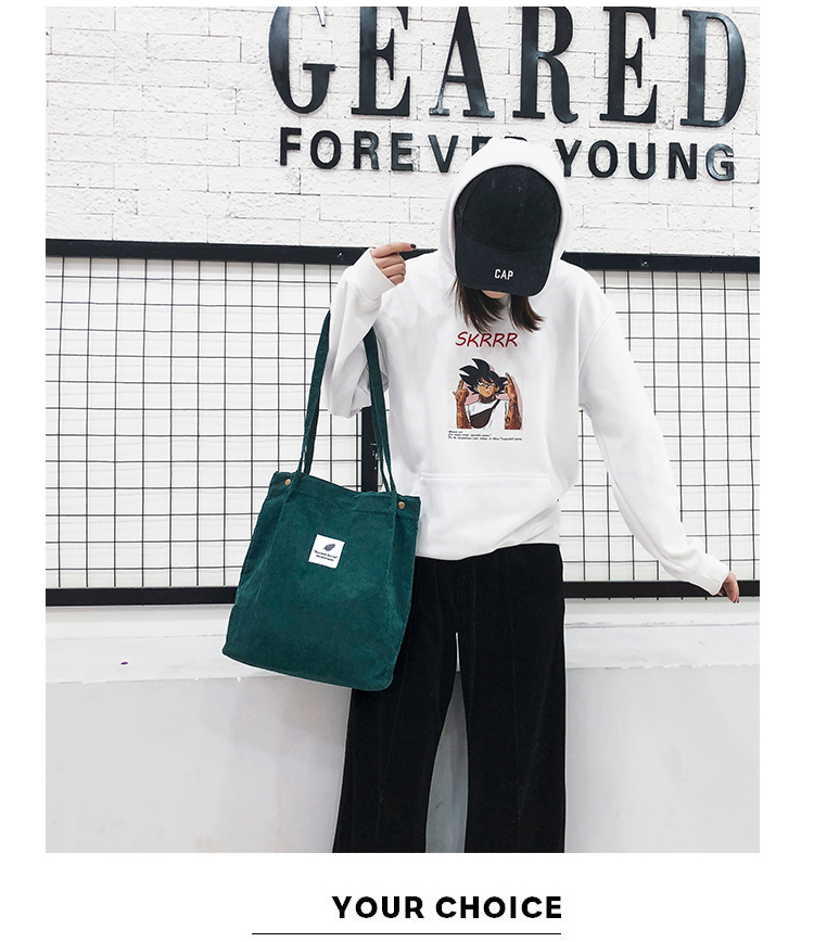 Women's Bag 2018 Summer Artistic Hipster Velvet Canvas Bag Simple Cool Girl's Portable Shoulder Bag Generation Hair Women's Bag 2018 Summer Artistic Hipster Velvet Canvas Bag Simple Cool Girl's Portable Shoulder Bag Generation Hair