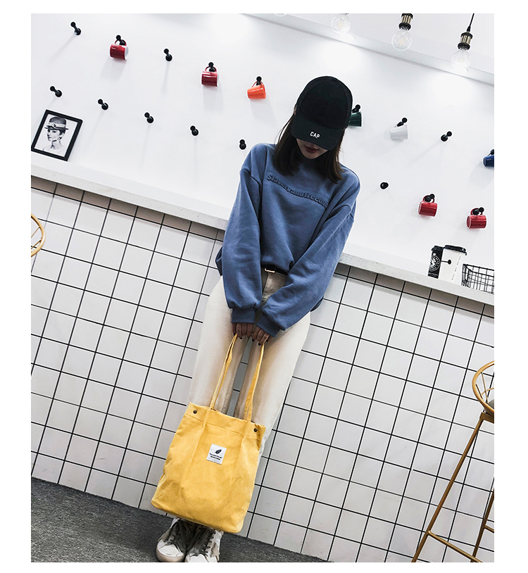 Women's Bag 2018 Summer Artistic Hipster Velvet Canvas Bag Simple Cool Girl's Portable Shoulder Bag Generation Hair Women's Bag 2018 Summer Artistic Hipster Velvet Canvas Bag Simple Cool Girl's Portable Shoulder Bag Generation Hair