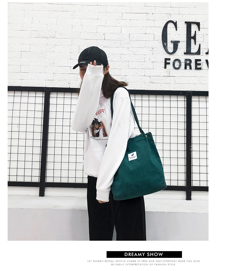 Women's Bag 2018 Summer Artistic Hipster Velvet Canvas Bag Simple Cool Girl's Portable Shoulder Bag Generation Hair Women's Bag 2018 Summer Artistic Hipster Velvet Canvas Bag Simple Cool Girl's Portable Shoulder Bag Generation Hair