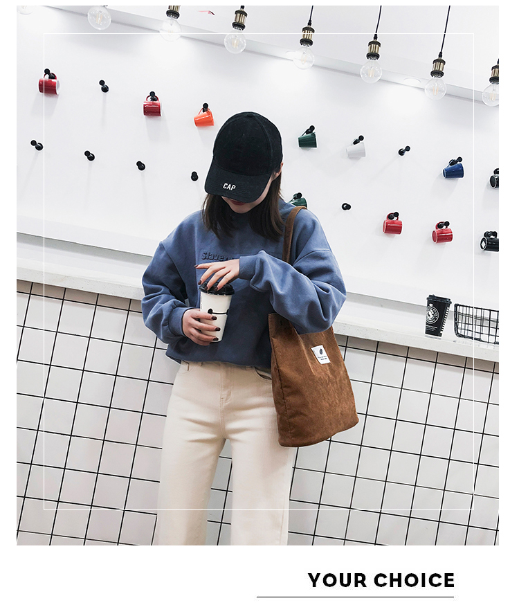 Women's Bag 2018 Summer Artistic Hipster Velvet Canvas Bag Simple Cool Girl's Portable Shoulder Bag Generation Hair Women's Bag 2018 Summer Artistic Hipster Velvet Canvas Bag Simple Cool Girl's Portable Shoulder Bag Generation Hair