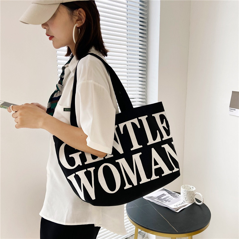 Bag Women&#039;s New Women&#039;s Bag Fashion Printing Letter Canvas Bag Shoulder Tote Bag Portable Shopping Canvas Bag