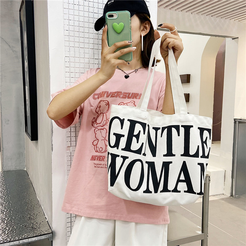 Bag Women&#039;s New Women&#039;s Bag Fashion Printing Letter Canvas Bag Shoulder Tote Bag Portable Shopping Canvas Bag