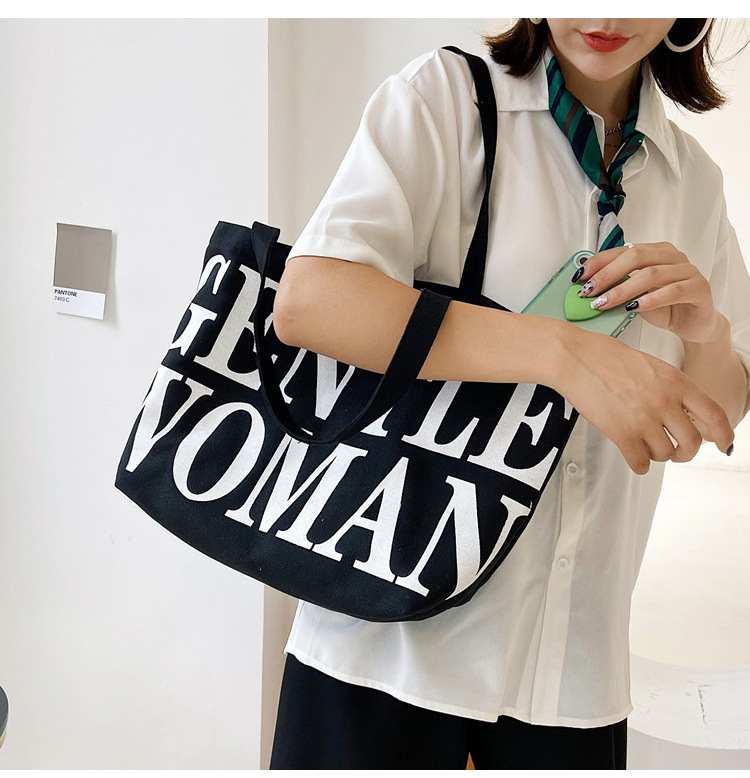 Bag Women's New Women's Bag Fashion Printing Letter Canvas Bag Shoulder Tote Bag Portable Shopping Canvas Bag Bag Women's New Women's Bag Fashion Printing Letter Canvas Bag Shoulder Tote Bag Portable Shopping Canvas Bag