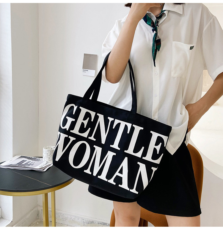 Bag Women's New Women's Bag Fashion Printing Letter Canvas Bag Shoulder Tote Bag Portable Shopping Canvas Bag Bag Women's New Women's Bag Fashion Printing Letter Canvas Bag Shoulder Tote Bag Portable Shopping Canvas Bag