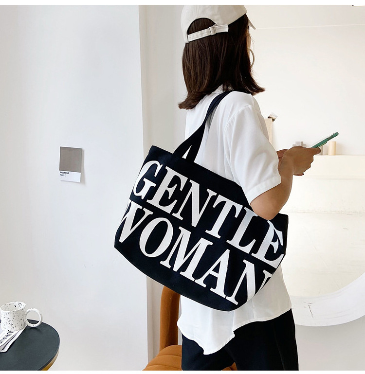 Bag Women's New Women's Bag Fashion Printing Letter Canvas Bag Shoulder Tote Bag Portable Shopping Canvas Bag Bag Women's New Women's Bag Fashion Printing Letter Canvas Bag Shoulder Tote Bag Portable Shopping Canvas Bag