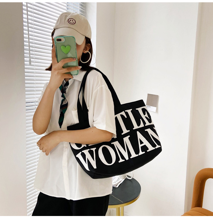 Bag Women's New Women's Bag Fashion Printing Letter Canvas Bag Shoulder Tote Bag Portable Shopping Canvas Bag Bag Women's New Women's Bag Fashion Printing Letter Canvas Bag Shoulder Tote Bag Portable Shopping Canvas Bag