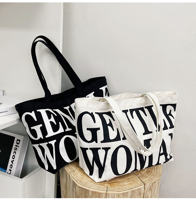 Bag Women's New Women's Bag Fashion Printing Letter Canvas Bag Shoulder Tote Bag Portable Shopping Canvas Bag Bag Women's New Women's Bag Fashion Printing Letter Canvas Bag Shoulder Tote Bag Portable Shopping Canvas Bag