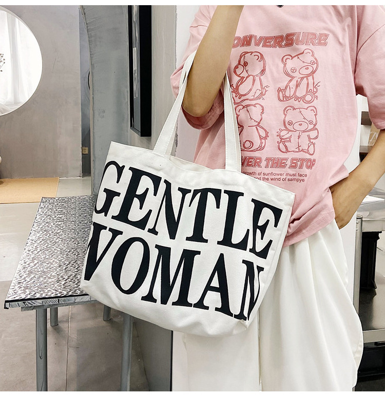 Bag Women's New Women's Bag Fashion Printing Letter Canvas Bag Shoulder Tote Bag Portable Shopping Canvas Bag Bag Women's New Women's Bag Fashion Printing Letter Canvas Bag Shoulder Tote Bag Portable Shopping Canvas Bag