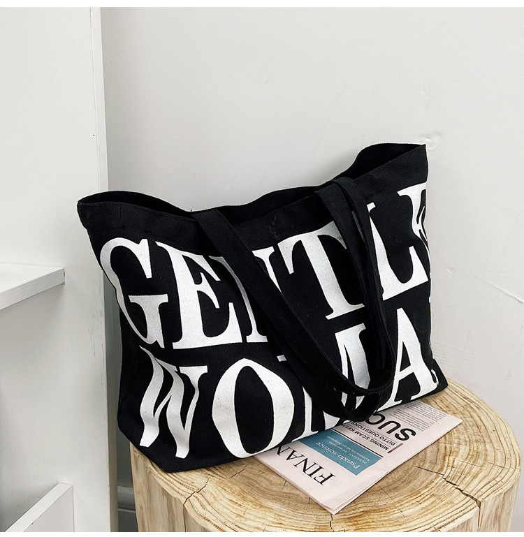 Bag Women's New Women's Bag Fashion Printing Letter Canvas Bag Shoulder Tote Bag Portable Shopping Canvas Bag Bag Women's New Women's Bag Fashion Printing Letter Canvas Bag Shoulder Tote Bag Portable Shopping Canvas Bag