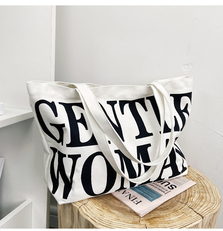 Bag Women's New Women's Bag Fashion Printing Letter Canvas Bag Shoulder Tote Bag Portable Shopping Canvas Bag Bag Women's New Women's Bag Fashion Printing Letter Canvas Bag Shoulder Tote Bag Portable Shopping Canvas Bag
