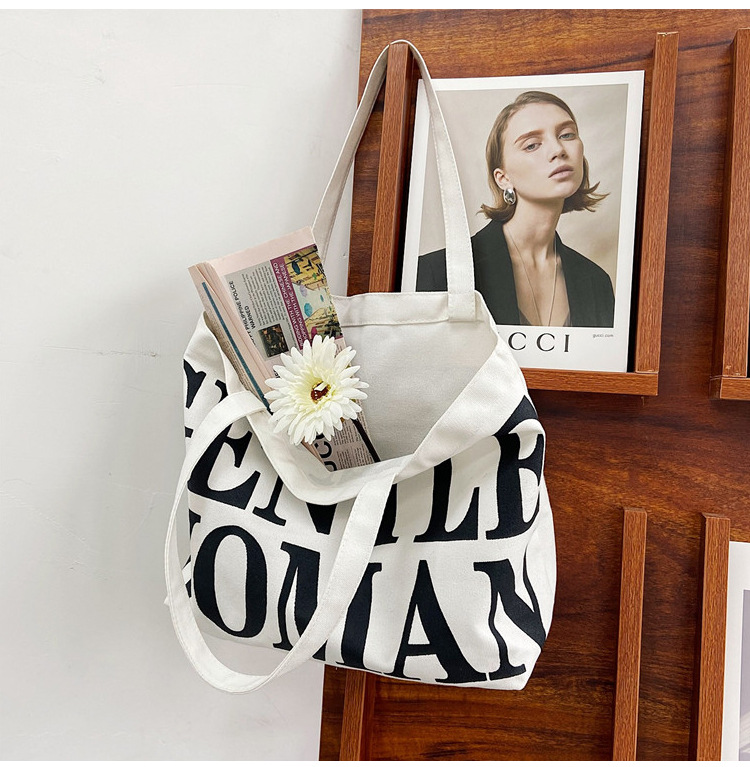 Bag Women's New Women's Bag Fashion Printing Letter Canvas Bag Shoulder Tote Bag Portable Shopping Canvas Bag Bag Women's New Women's Bag Fashion Printing Letter Canvas Bag Shoulder Tote Bag Portable Shopping Canvas Bag
