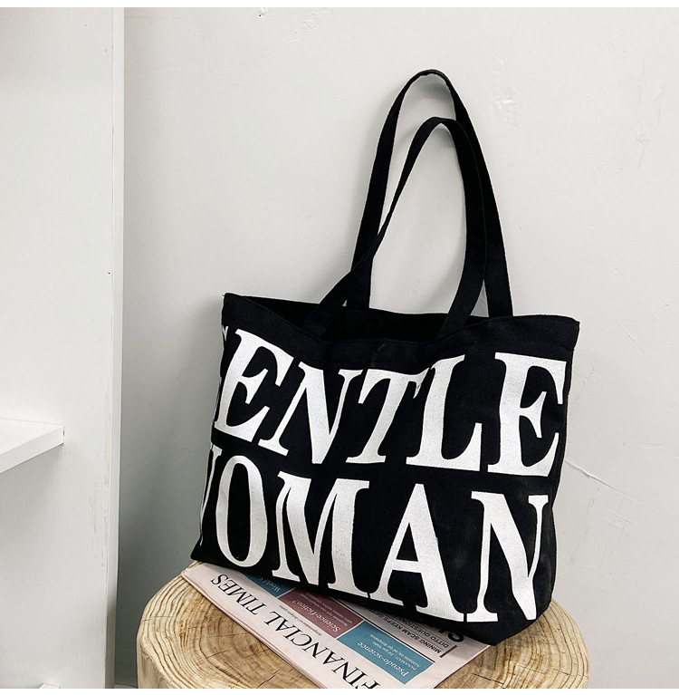 Bag Women's New Women's Bag Fashion Printing Letter Canvas Bag Shoulder Tote Bag Portable Shopping Canvas Bag Bag Women's New Women's Bag Fashion Printing Letter Canvas Bag Shoulder Tote Bag Portable Shopping Canvas Bag