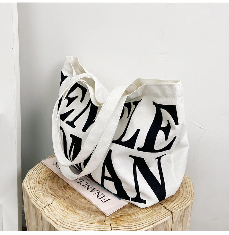 Bag Women's New Women's Bag Fashion Printing Letter Canvas Bag Shoulder Tote Bag Portable Shopping Canvas Bag Bag Women's New Women's Bag Fashion Printing Letter Canvas Bag Shoulder Tote Bag Portable Shopping Canvas Bag