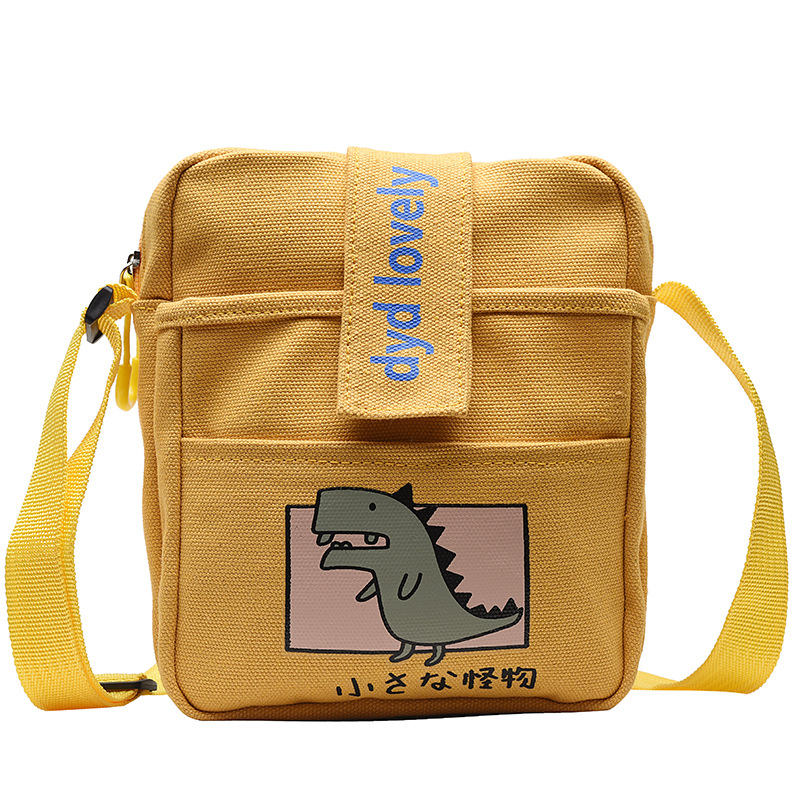 Korean Ins College Style Girl Canvas Bag Japanese Style Students Literary Crossbody Bag Cute Sesame Street Shoulder Bag