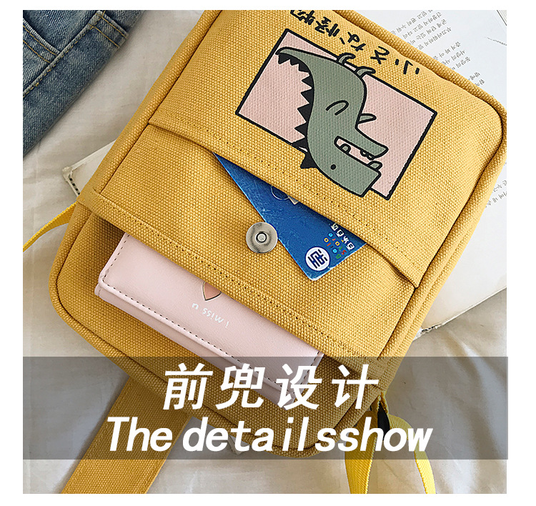 Korean Ins College Style Girl Canvas Bag Japanese Style Students Literary Crossbody Bag Cute Sesame Street Shoulder Bag Korean Ins College Style Girl Canvas Bag Japanese Style Students Literary Crossbody Bag Cute Sesame Street Shoulder Bag
